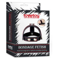 Bondage Fetish T-Style Leather Cock Ring with Ball Divider